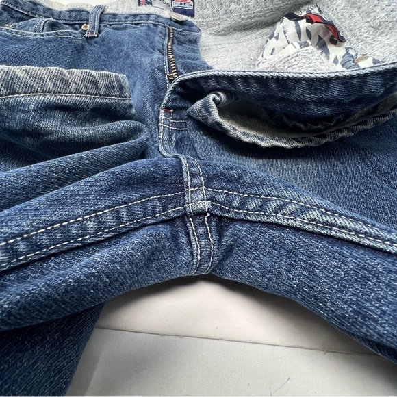 Y2K COOGI Thermal Lined Dark Wash Straight Leg Denim Blue Jeans Size 32 X 32 - Picture 10 of 15